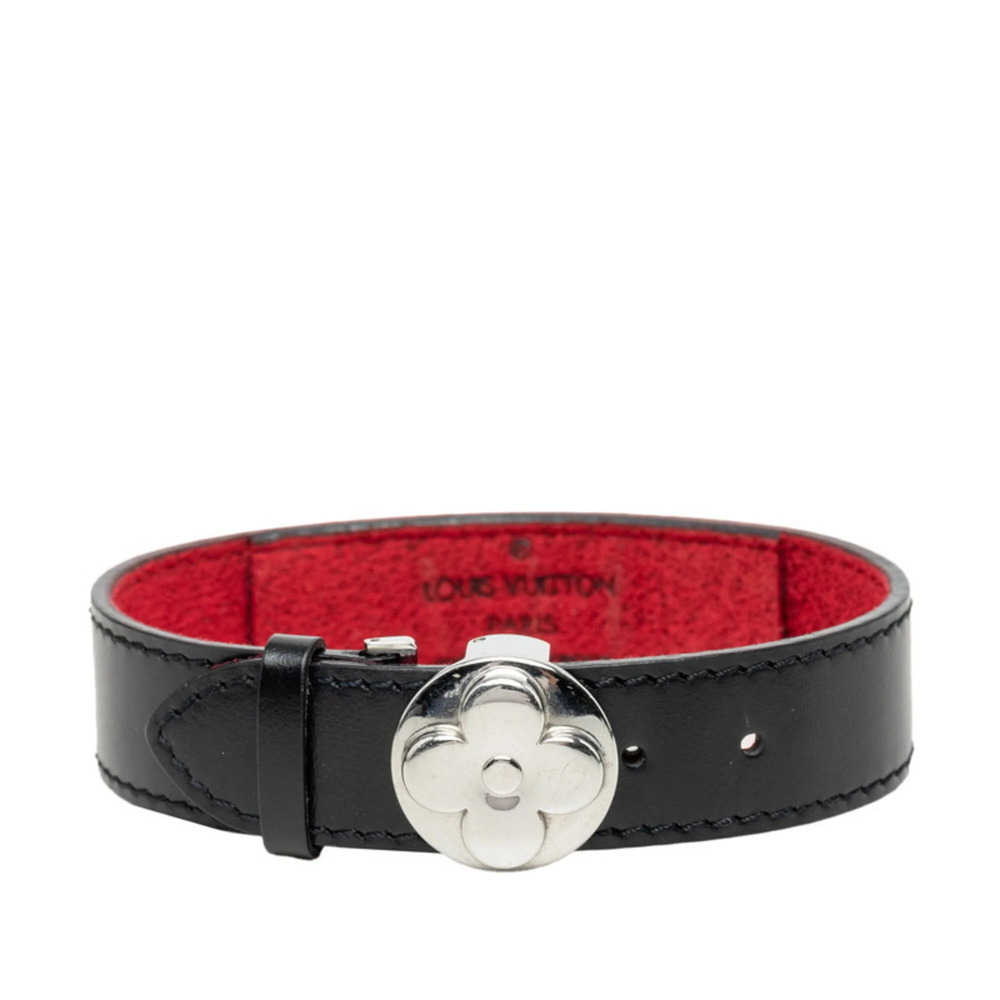 Louis Vuitton Monogram Vu Good Luck Bracelet Bangle M64447 Black Noir Leather...